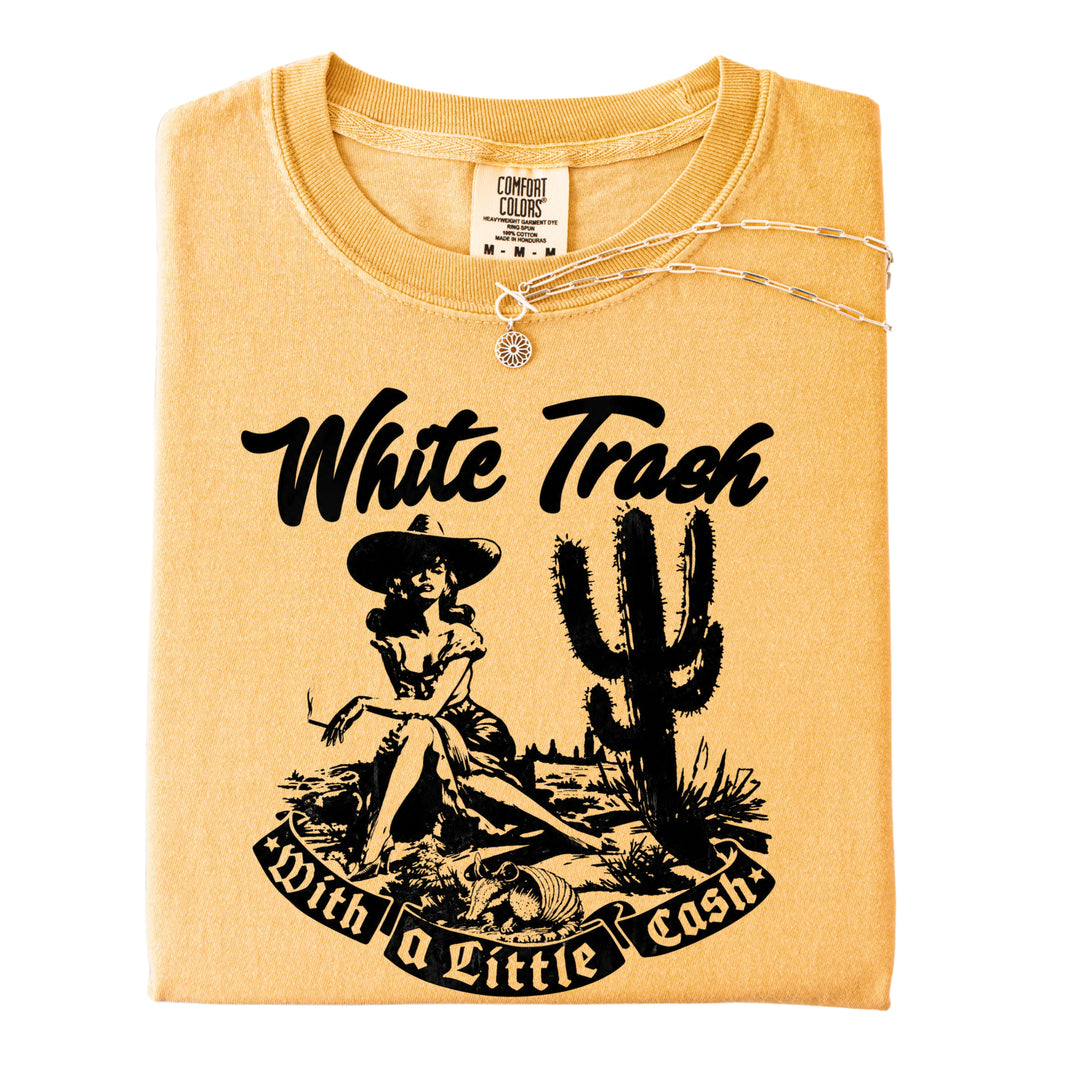 Mustard White Trash Funny Graphic Tee from Envy Stylz Boutique