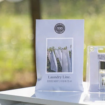 Bridgewater Laundry Line scented sachet displayed by a window