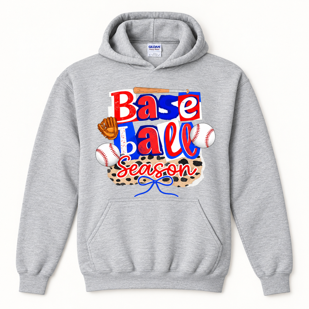 Baseball Season patchwork sport grey hoodie flat product view