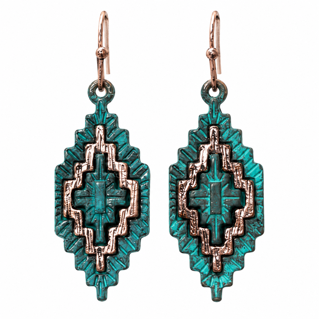 Bronc Belle turquoise Western earrings on white background