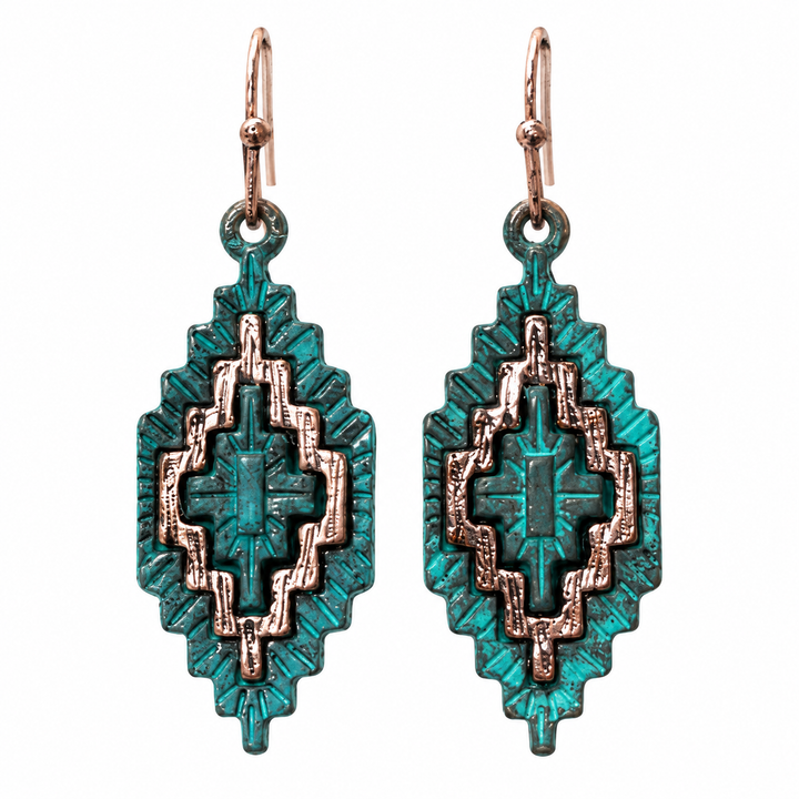 Bronc Belle turquoise Western earrings on white background