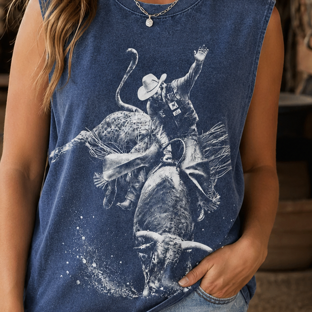 Bull Rider Western Graphic Muscle Tank