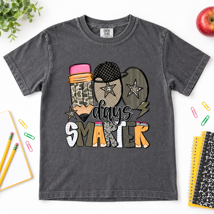 Camo 100 Days Smarter Pepper youth graphic T-shirt flat product view