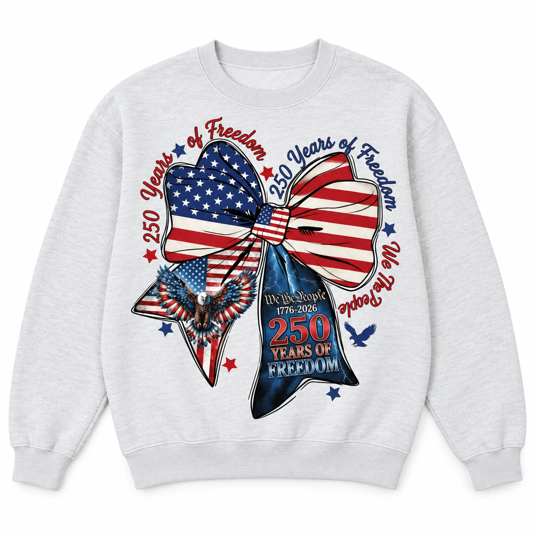 Celebrating 250 Years ash patriotic sweatshirt flat product view