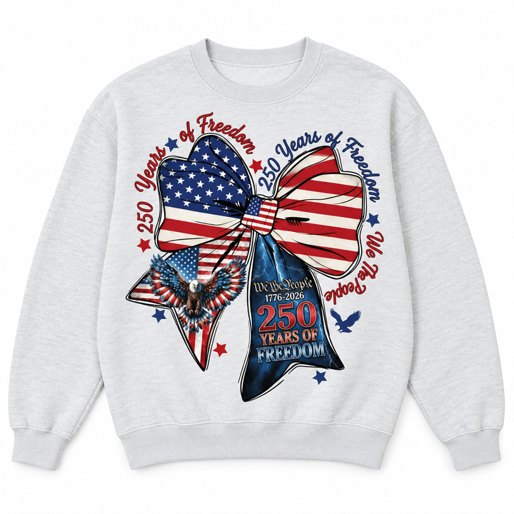 Celebrating 250 Years ash patriotic sweatshirt flat product view