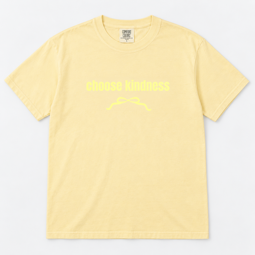 Choose Kindness Bow Butter graphic T-shirt flat product view