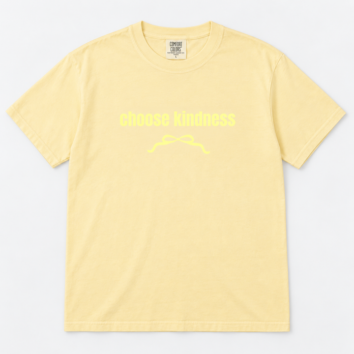 Choose Kindness Bow Butter graphic T-shirt flat product view