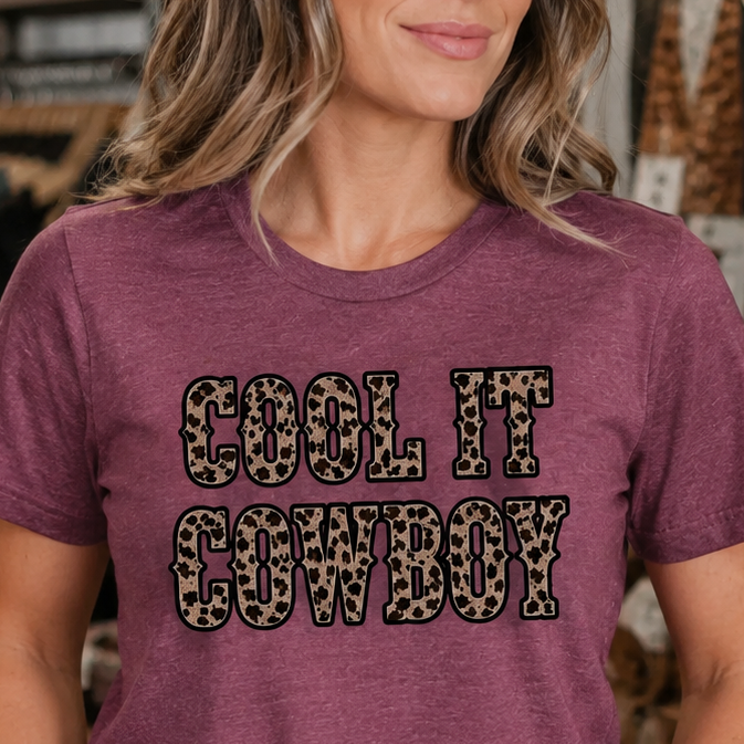 Leopard Cool It Cowboy Western Graphic Tee