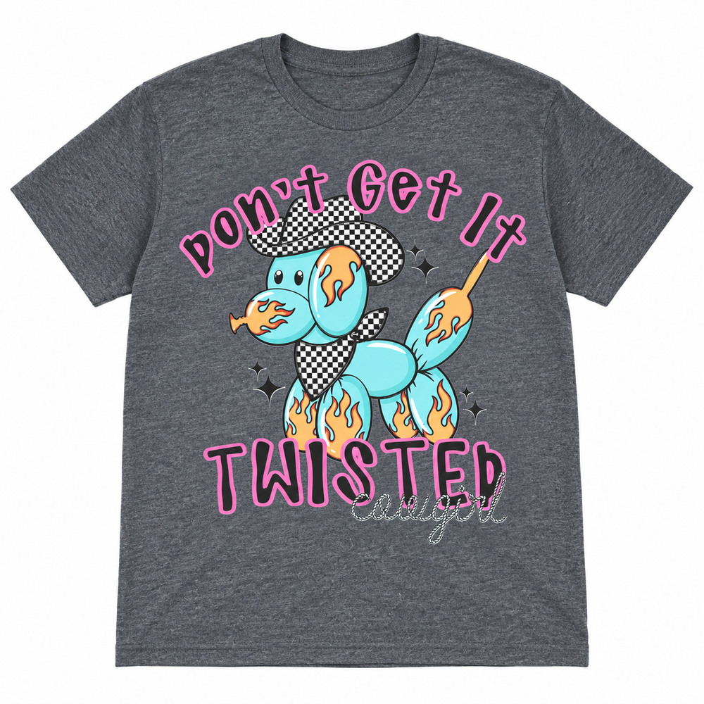 Don't Get It Twisted charcoal graphic tee lay-flat on white