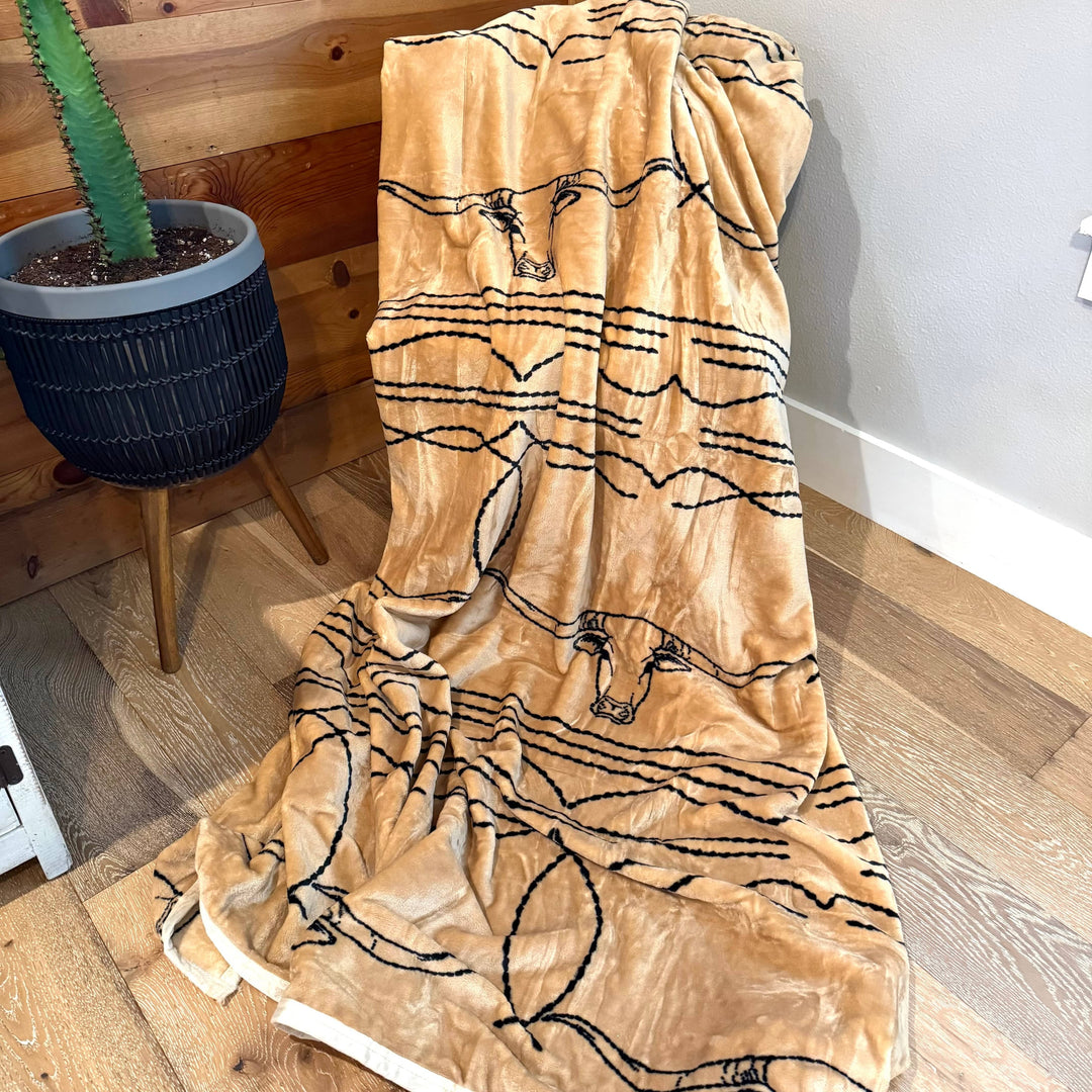 Envy Stylz Boutique Blanket Boot Stitch TAN Oversized Blanket 82” x 90”