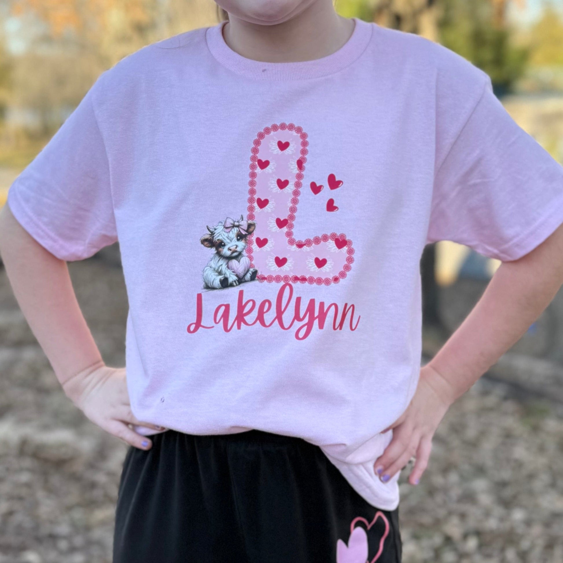 Envy Stylz Boutique Children - Apparel - Shirts - Sweatshirts Custom Valentine Cow Name Graphic Tee - Children