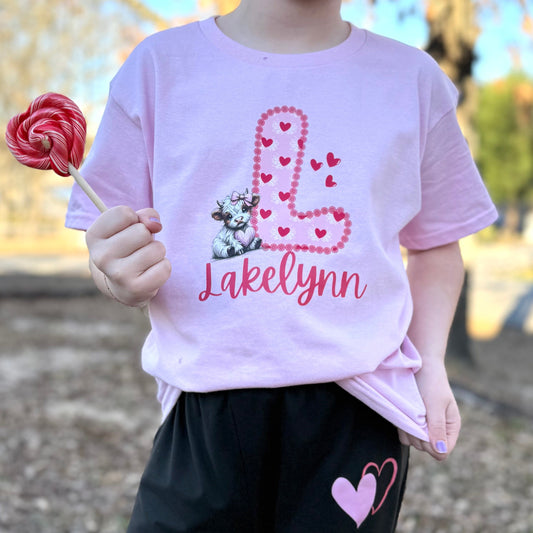 Envy Stylz Boutique Children - Apparel - Shirts - Sweatshirts Custom Valentine Cow Name Graphic Tee - Children