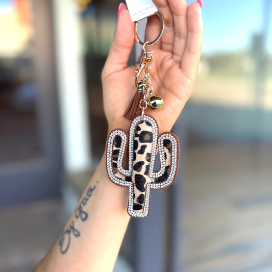 Envy Stylz Boutique keychain Leopard Cactus Rhinestone Keychain