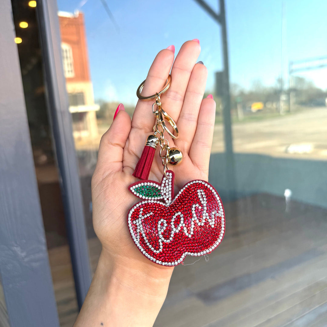 Envy Stylz Boutique keychain Teacher Apple Rhinestone Keychain
