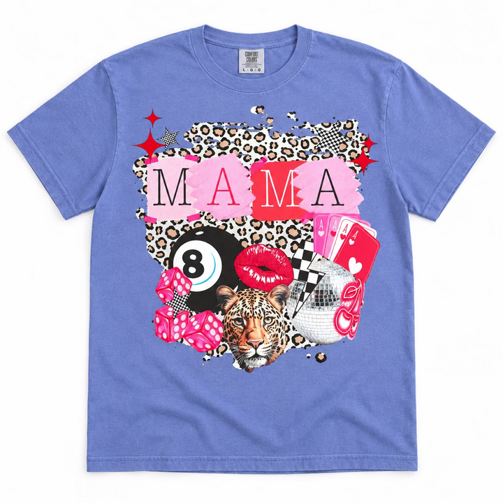 Leopard Mama Collage Periwinkle Graphic Tee