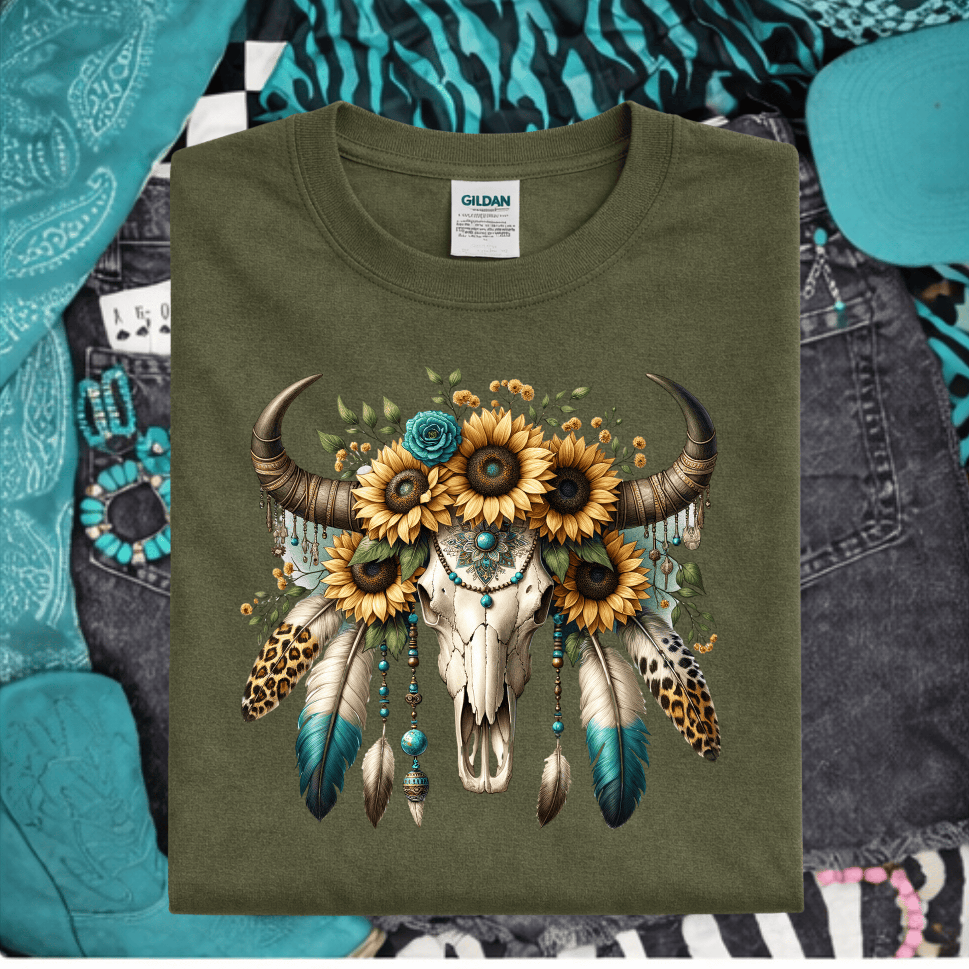 Envy Stylz Boutique Men - Apparel - Shirts - T-Shirts Sunflower Bullskull Graphic T-shirt