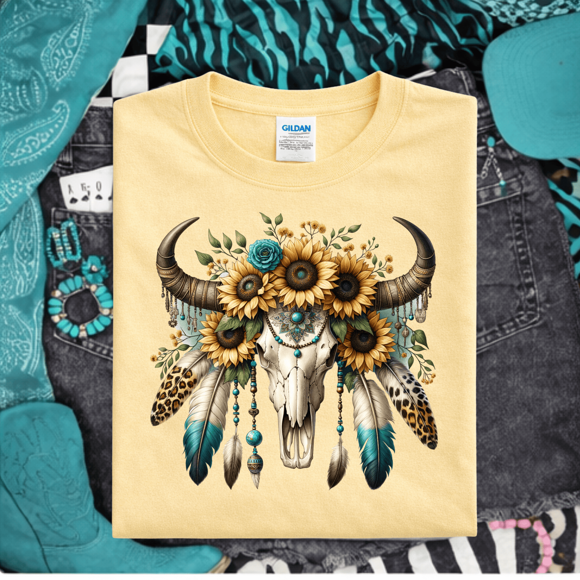 Envy Stylz Boutique Men - Apparel - Shirts - T-Shirts Sunflower Bullskull Graphic T-shirt
