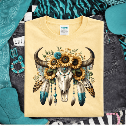 Envy Stylz Boutique Men - Apparel - Shirts - T-Shirts Sunflower Bullskull Graphic T-shirt