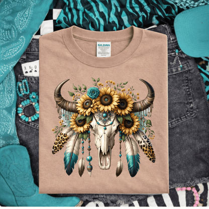 Envy Stylz Boutique Men - Apparel - Shirts - T-Shirts Sunflower Bullskull Graphic T-shirt
