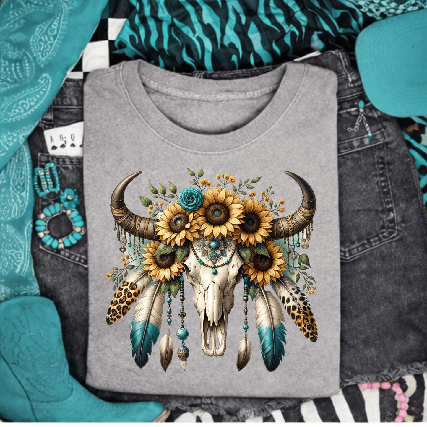 Envy Stylz Boutique Men - Apparel - Shirts - T-Shirts Sunflower Bullskull Graphic T-shirt
