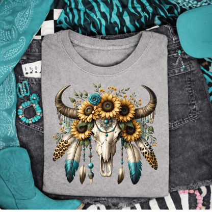 Envy Stylz Boutique Men - Apparel - Shirts - T-Shirts Sunflower Bullskull Graphic T-shirt