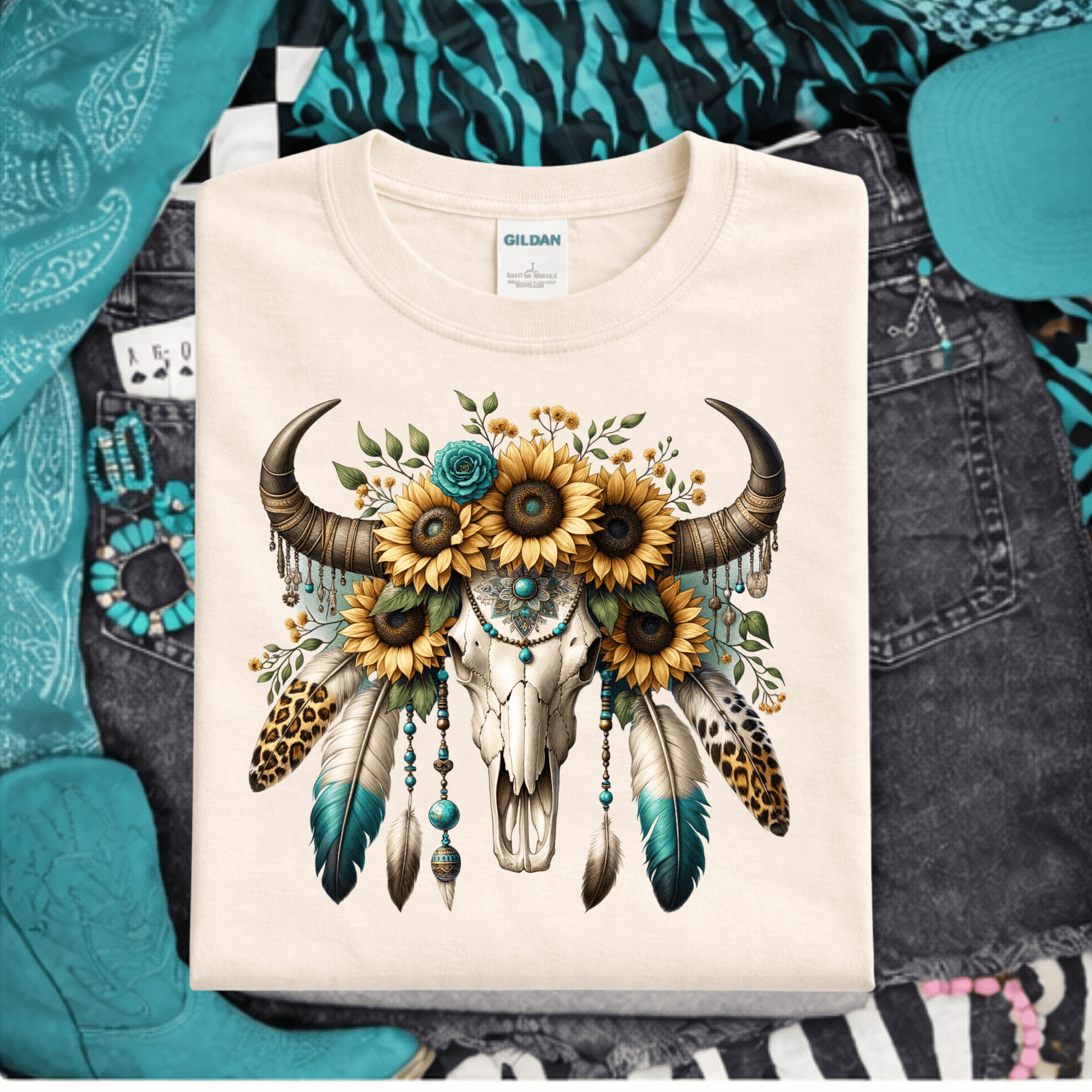 Envy Stylz Boutique Men - Apparel - Shirts - T-Shirts Sunflower Bullskull Graphic T-shirt
