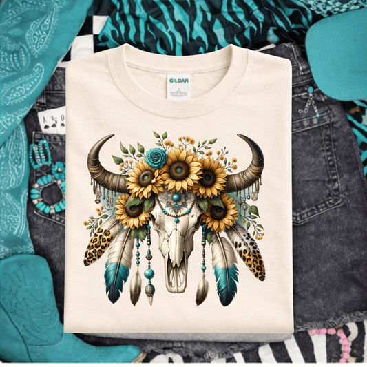 Envy Stylz Boutique Men - Apparel - Shirts - T-Shirts Sunflower Bullskull Graphic T-shirt