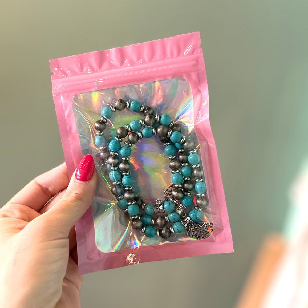 Envy Stylz Boutique Turquoise and Silver Bracelet Stacked