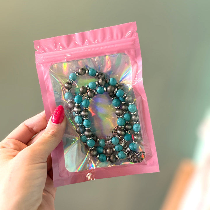 Envy Stylz Boutique Turquoise and Silver Bracelet Stacked