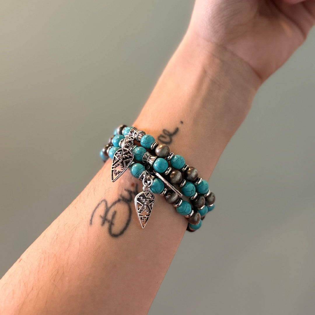Envy Stylz Boutique Turquoise and Silver Bracelet Stacked