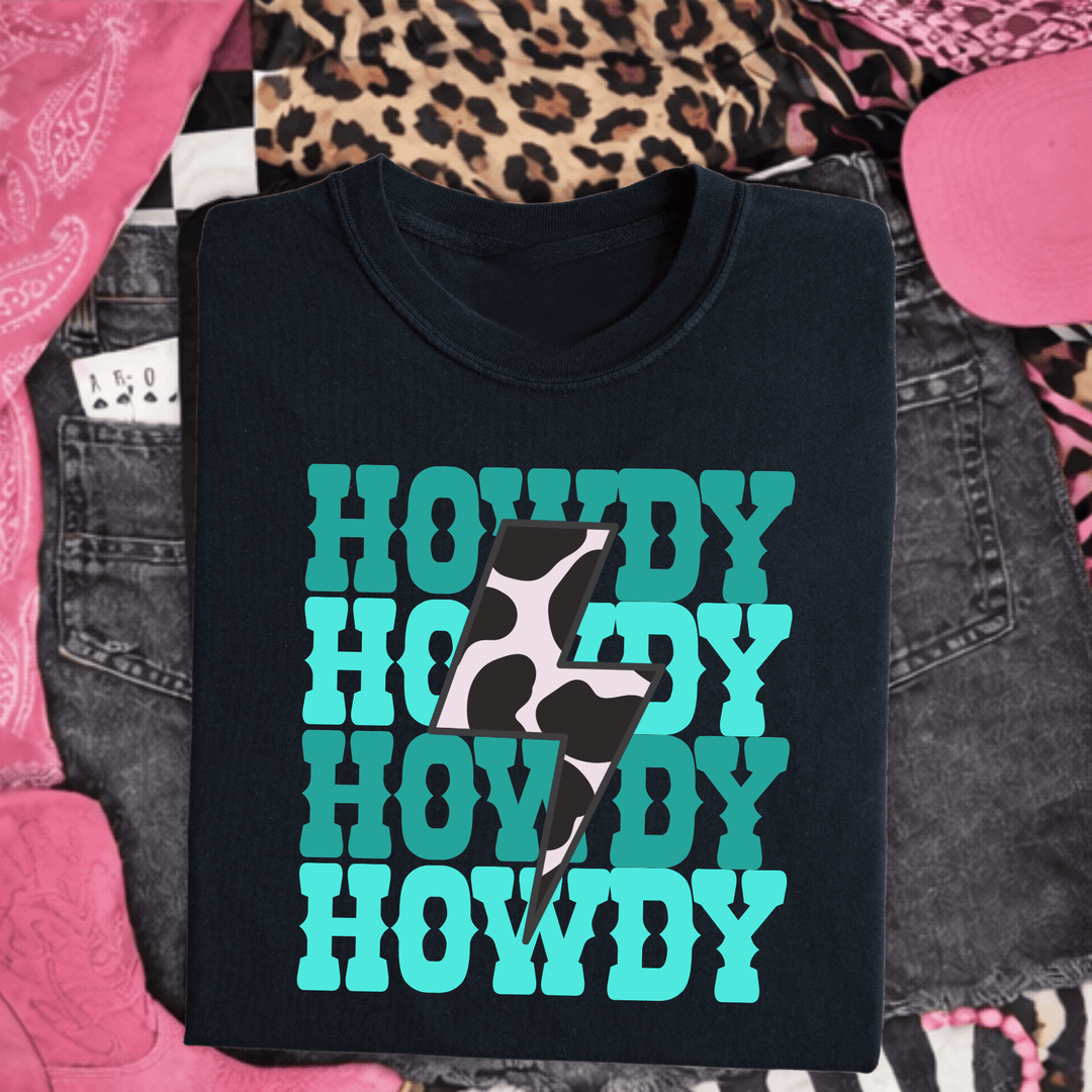 Envy Stylz Boutique Unisex - Apparel - Shirts - T-Shirts Turquoise Howdy Bolt Graphic Tee