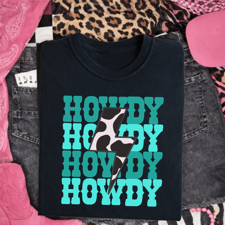 Envy Stylz Boutique Unisex - Apparel - Shirts - T-Shirts Turquoise Howdy Bolt Graphic Tee