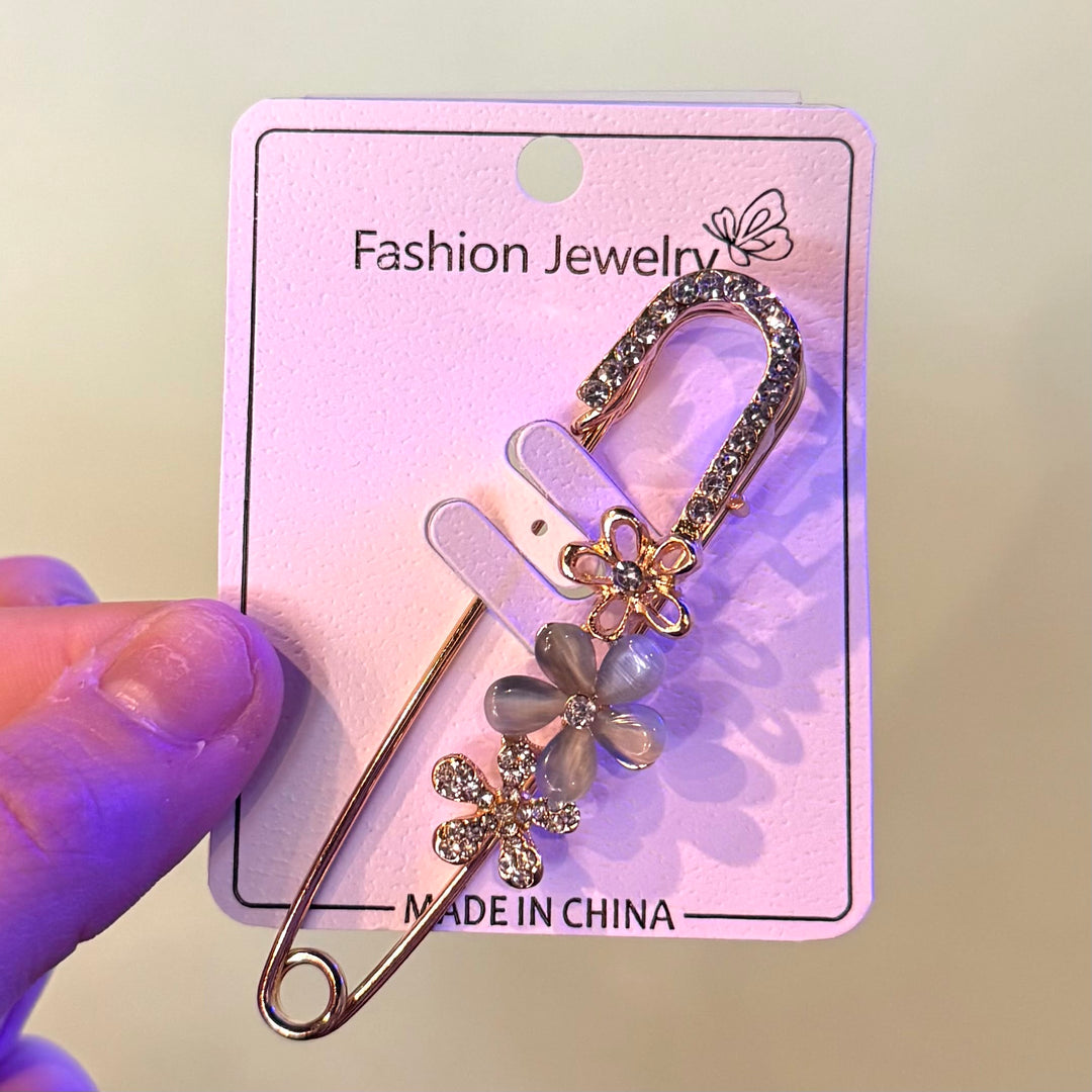 Envy Stylz Boutique Women - Accessories - Bracelet Rhinestone Floral Cloths Pin Brooch