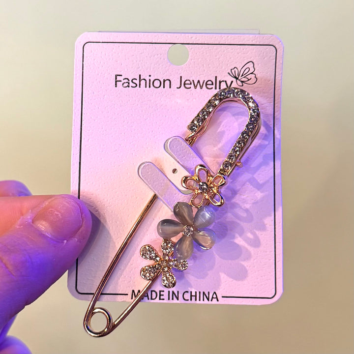 Envy Stylz Boutique Women - Accessories - Bracelet Rhinestone Floral Cloths Pin Brooch