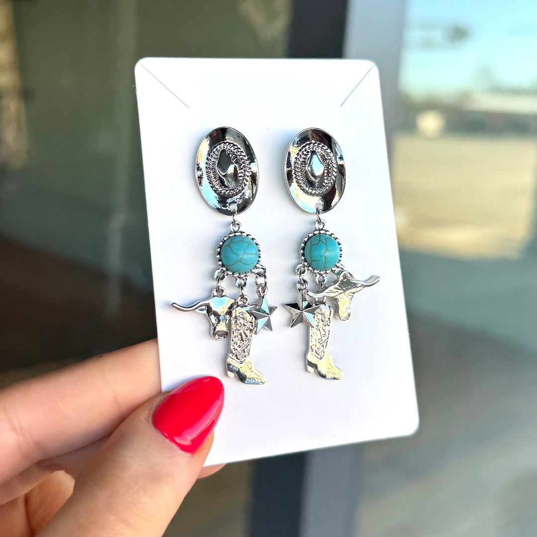 Envy Stylz Boutique Women - Accessories - Earrings Cowboy Hat Turquoise Dangle Earrings