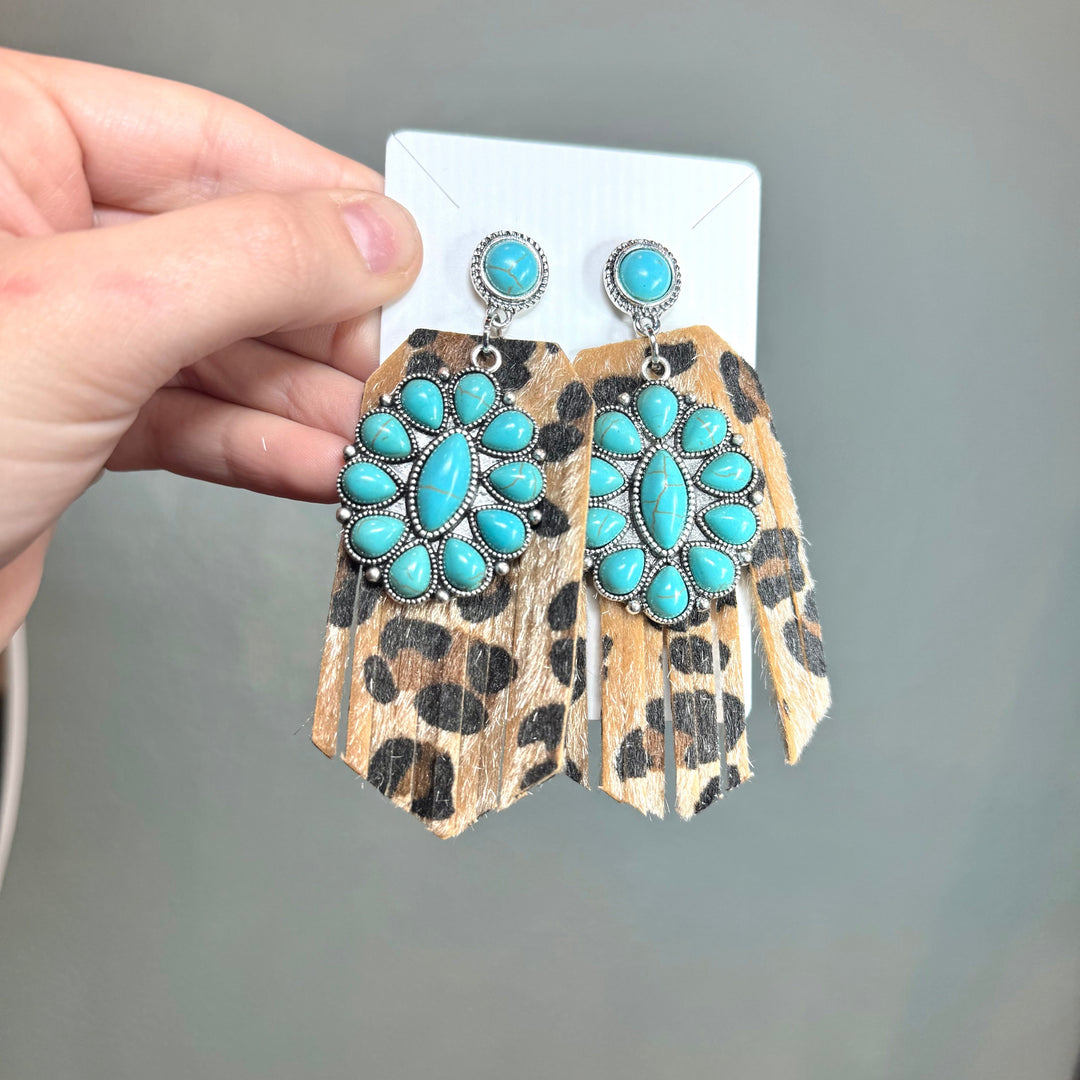 Envy Stylz Boutique Women - Accessories - Earrings Leopard Turquoise Stone Earrings