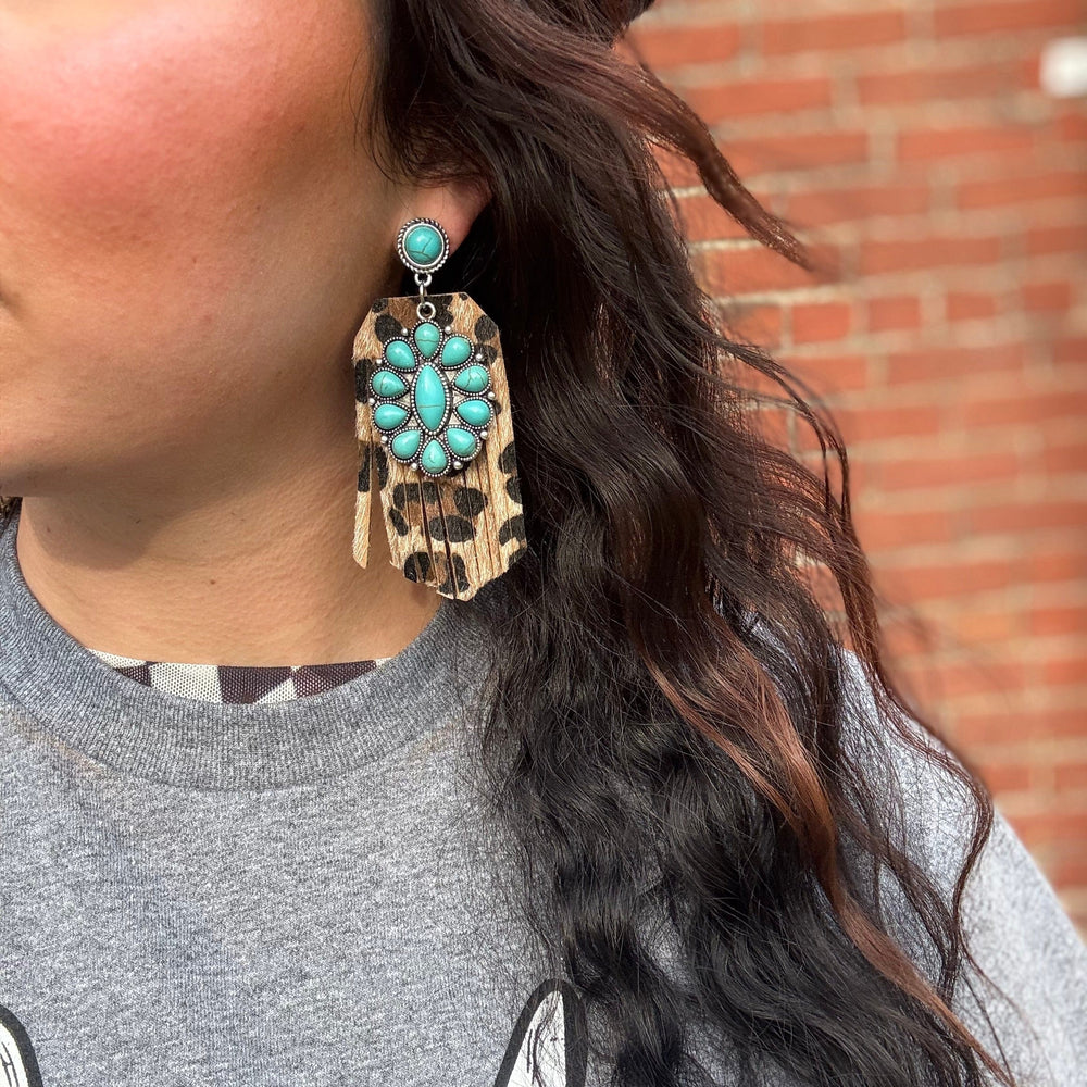 Envy Stylz Boutique Women - Accessories - Earrings Leopard Turquoise Stone Earrings