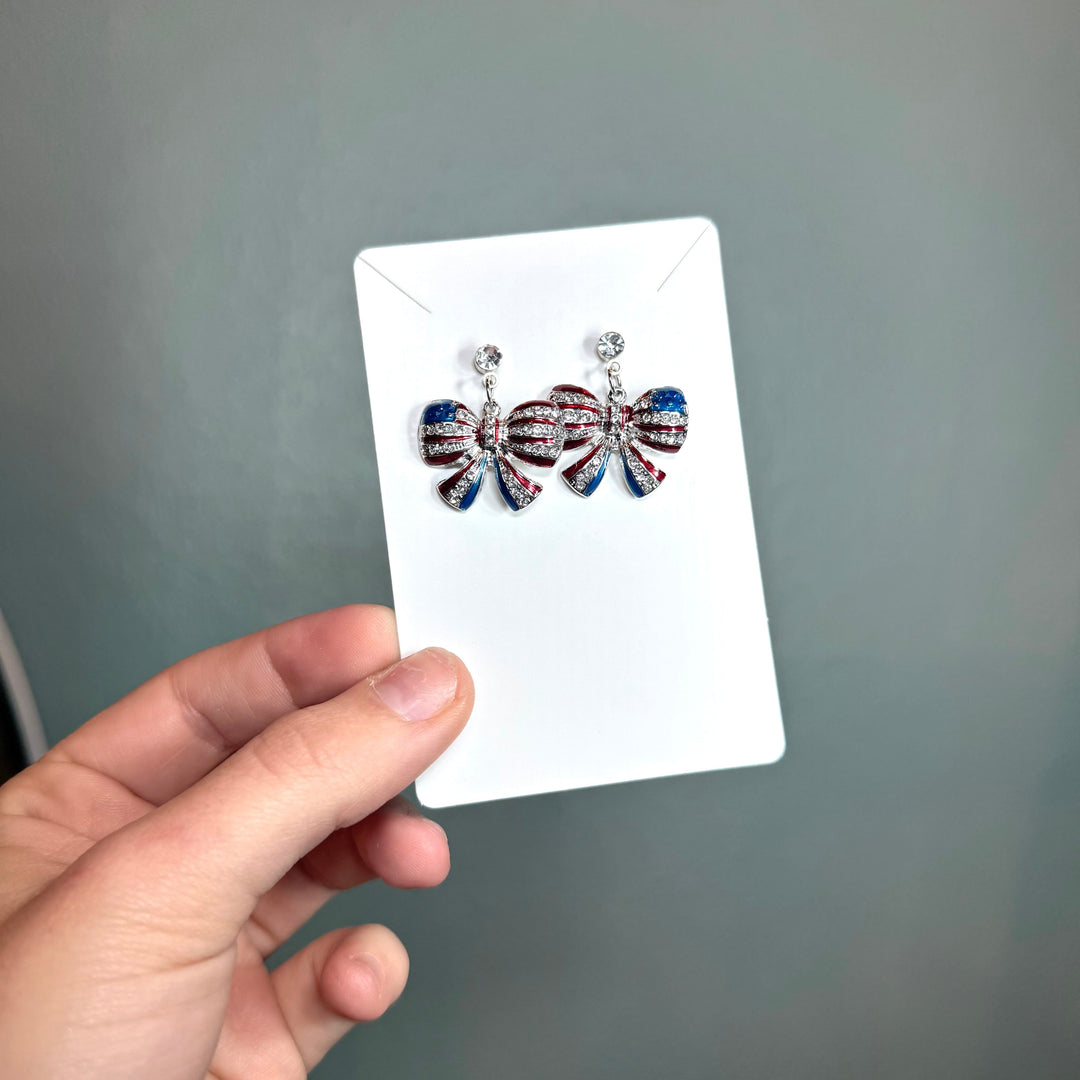 Envy Stylz Boutique Women - Accessories - Earrings Rhinestone Patriotic Bow Earrings