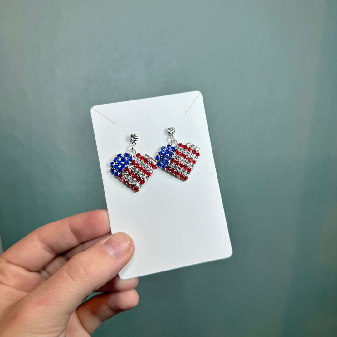 Envy Stylz Boutique Women - Accessories - Earrings Rhinestone Patriotic Heart Earrings