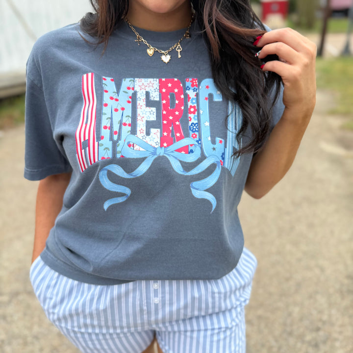 Envy Stylz Boutique Women - Apparel - Shirts - T-Shirts America Bow Patriotic Graphic Tee