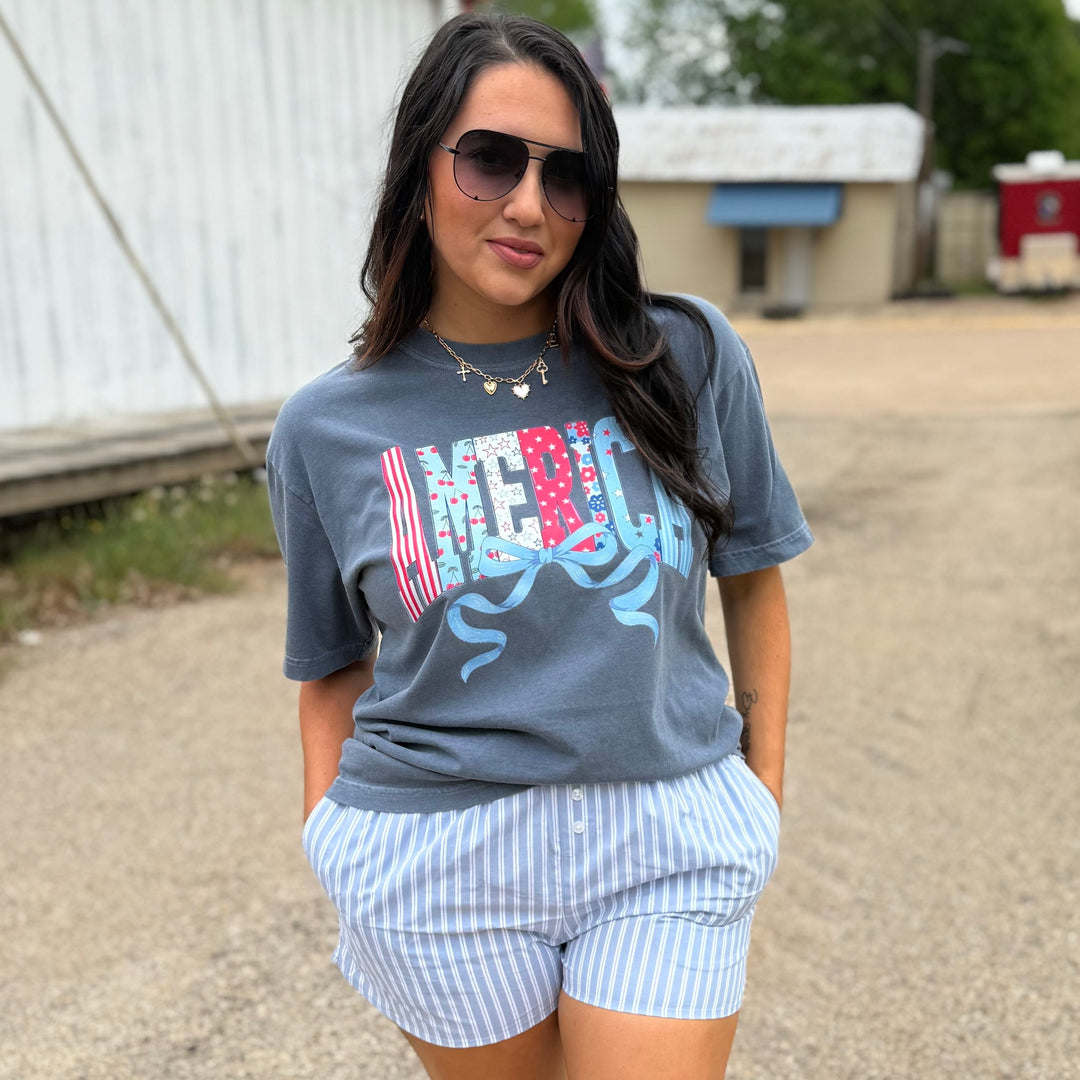 Envy Stylz Boutique Women - Apparel - Shirts - T-Shirts America Bow Patriotic Graphic Tee
