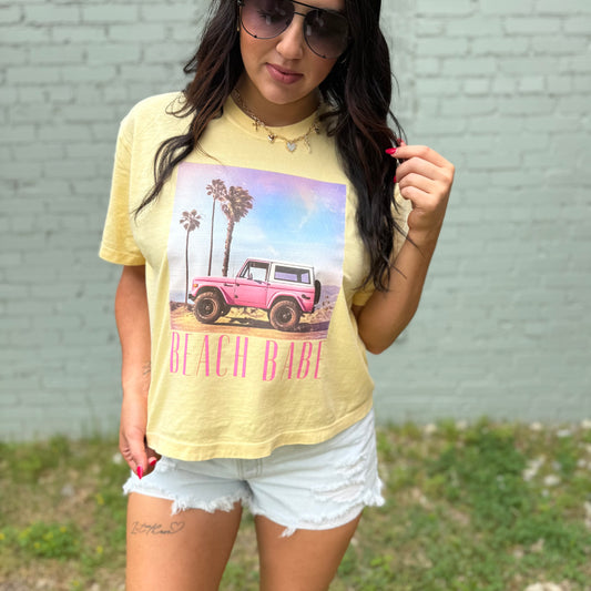 Envy Stylz Boutique Women - Apparel - Shirts - T-Shirts Beach Babe Bronc Graphic Crop Tee