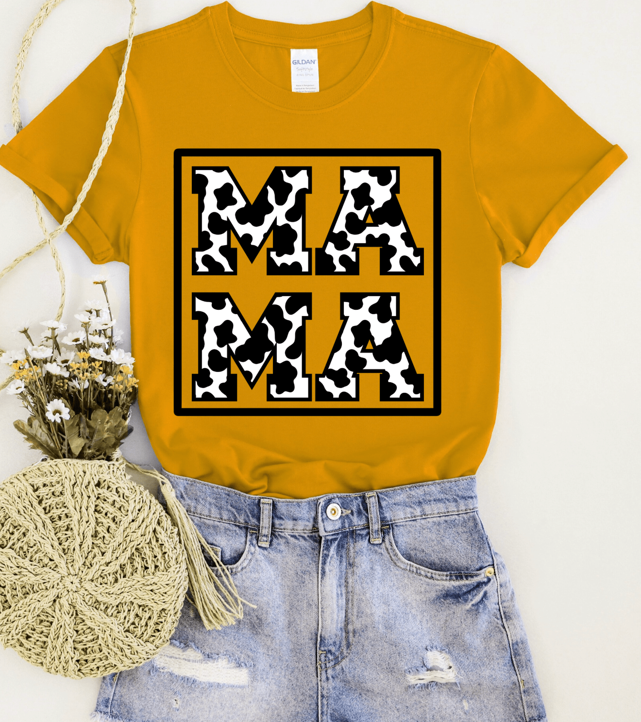 Envy Stylz Boutique Women - Apparel - Shirts - T-Shirts Cow Pattern Mama Graphic Tee