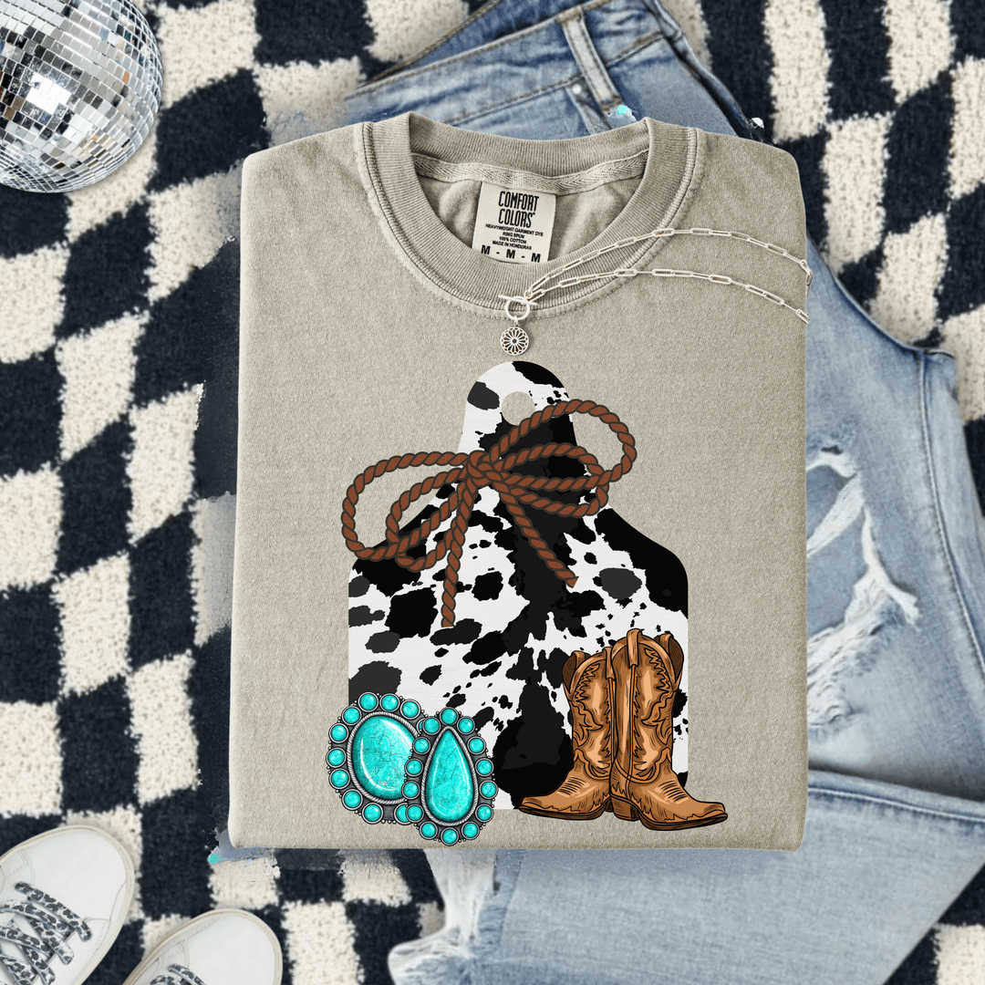 Envy Stylz Boutique Women - Apparel - Shirts - T-Shirts Cow Tag Graphic T-shirt
