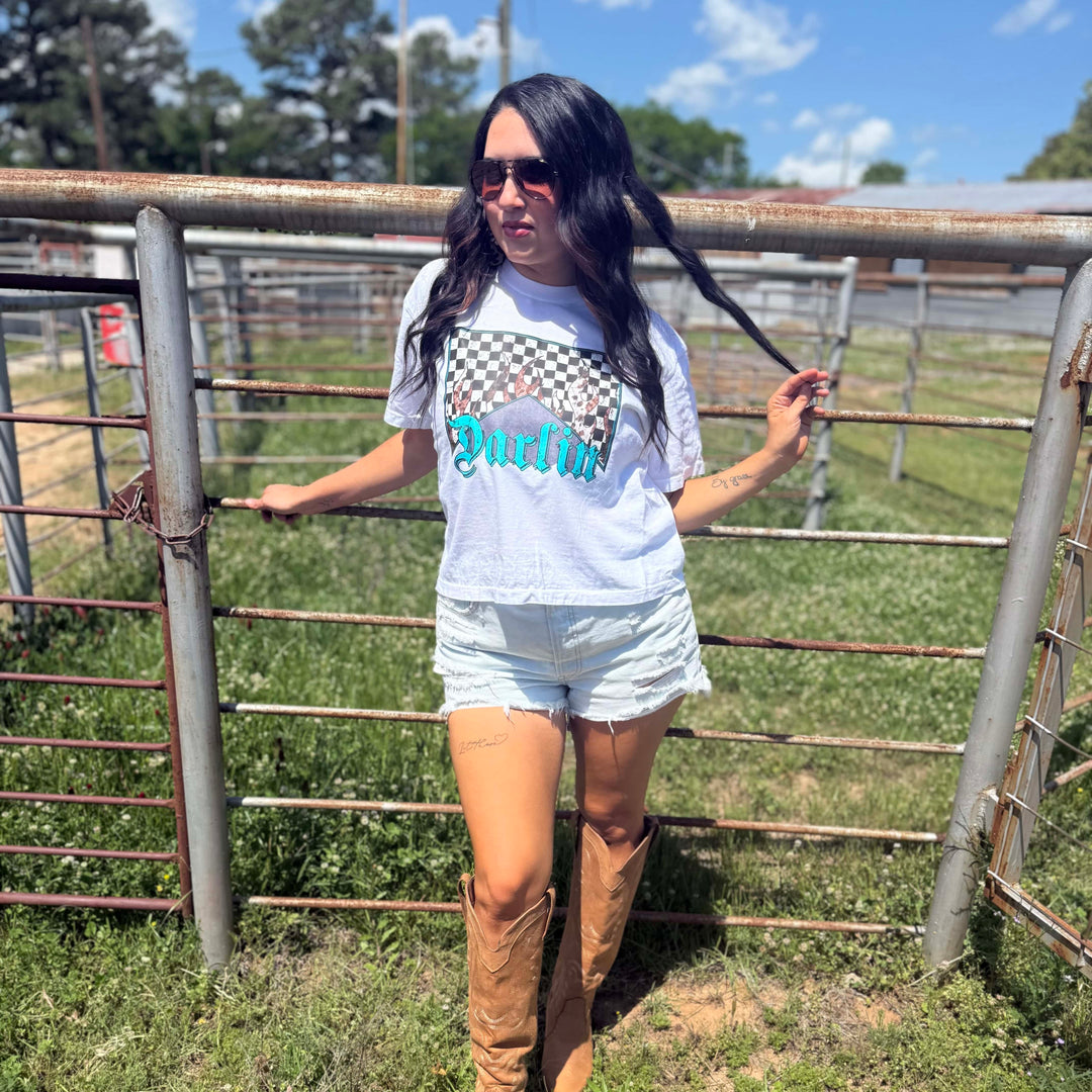 Envy Stylz Boutique Women - Apparel - Shirts - T-Shirts Darlin Flame Checkered Graphic Crop Tee