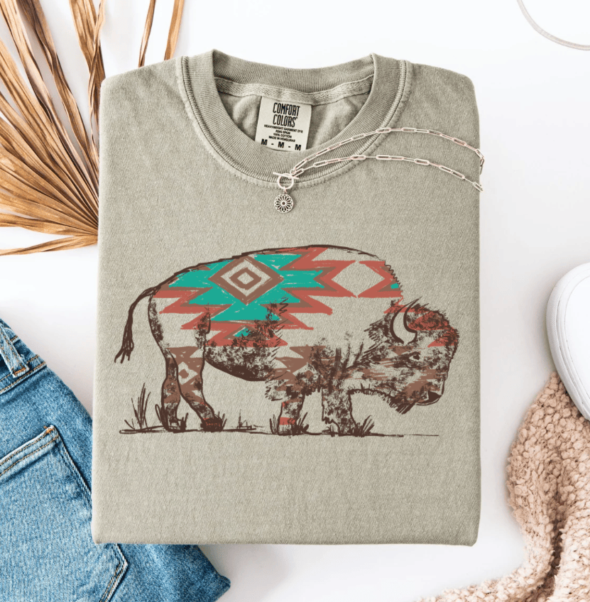 Envy Stylz Boutique Women - Apparel - Shirts - T-Shirts DEAL OF THE WEEK Aztec Buffalo Graphic Tee Shirt