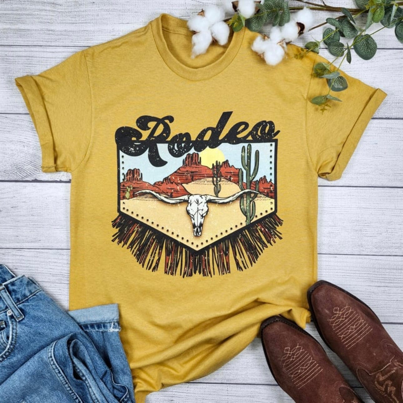 Envy Stylz Boutique Women - Apparel - Shirts - T-Shirts Desert Rodeo Longhirn Graphic Tee