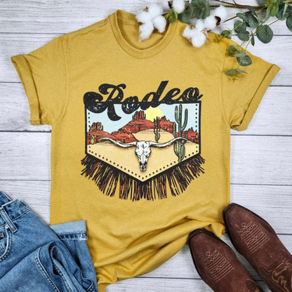 Envy Stylz Boutique Women - Apparel - Shirts - T-Shirts Desert Rodeo Longhirn Graphic Tee