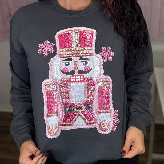 Envy Stylz Boutique Women - Apparel - Shirts - T-Shirts Faux Stitched Nutcracker Pink Graphic Crewneck