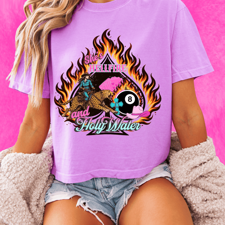 Envy Stylz Boutique Women - Apparel - Shirts - T-Shirts Hell Fire and Holy Water Graphic Crop Tee